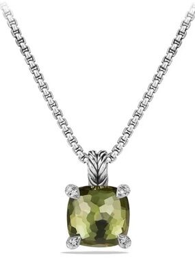 David Yurman Chatelaine Pendant Necklace Green Orchid 11mm